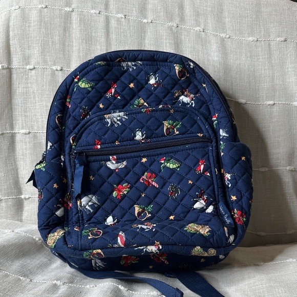 Vera Bradley Christmas Snow Globe Motif Small Backpack w/Holiday Characters NWOT - Picture 3 of 16